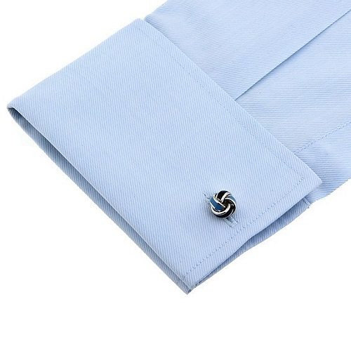 Black and Blue Knot Cufflinks with Cuff Shirts
