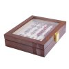 12 Pairs Capacity Mahogany Wooden Cufflink Glass Box for Men