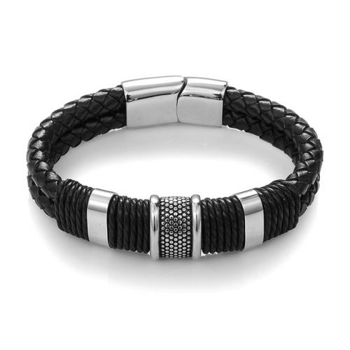 Braided Leather Bracelet with Magnetic Clasp
