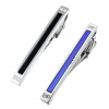 CZ Enamel Glass Tie Clip - Black and Blue