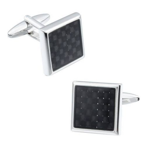 Carbon Fiber Square Cufflinks - Side Front View