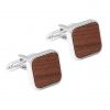Classic Wood Rounded Square Cufflinks - RHS Front View