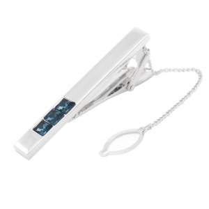 Crystal Silver Plated Tie Clip