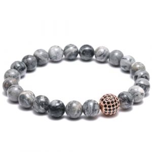 Grey Natural Stone Beaded Bracelet