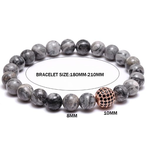 Grey Natural Stone Beaded Bracelet Dimension