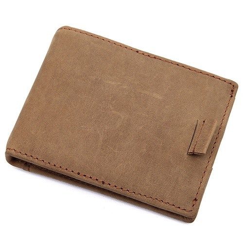 Khaki Vintage Genuine Leather Money Clip Wallet