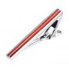 Red Wood White Steel Plated Tie Clip