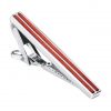 Red Wood White Steel Plated Tie Clip - LHS View
