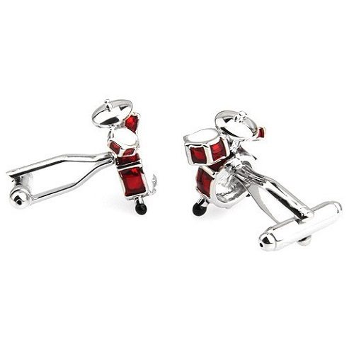 Red and White Drum Kit Cufflinks for Men
