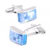 Seashell Stone Rectangle Cufflinks - LHS Front Side View
