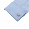 Silver Woven Curved Square Cufflinks - Shirt Display