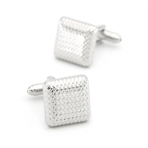 Woven Curved Square Cufflinks Silver
