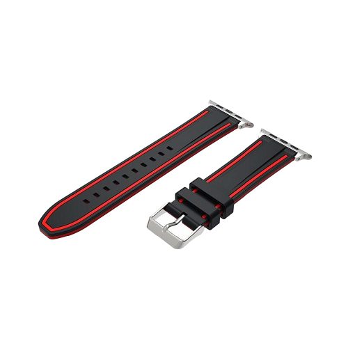 Black Red Silicone Apple Watch Band
