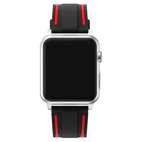 Black Red Silicone Sports Apple Watch Band Front View