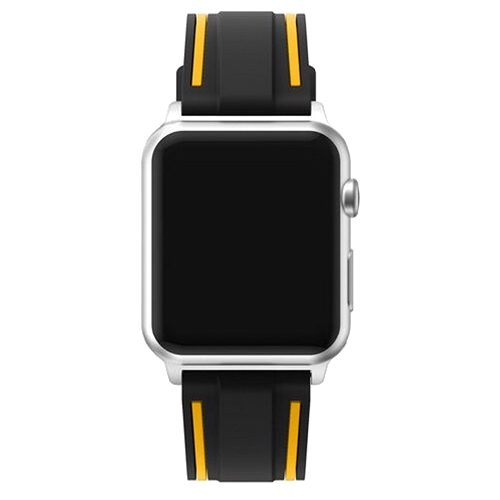 Black Yellow Silicone Sports Apple Watch Band Front View