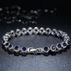 Blue CZ Platinum Plated Chain Link Back View