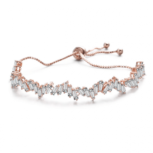 CZ Crystal Chain Link Bracelet - Rose Gold