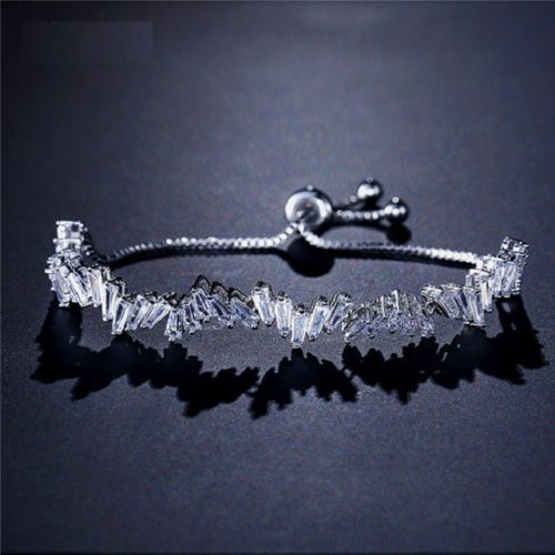 CZ Crystal Chain Link Bracelet Silver - Display