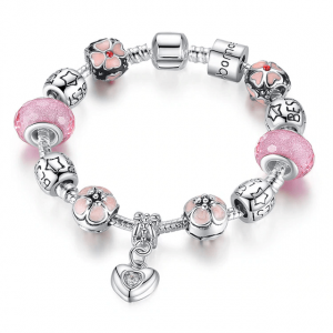 CZ Crystal Love Heart Charm Bracelet