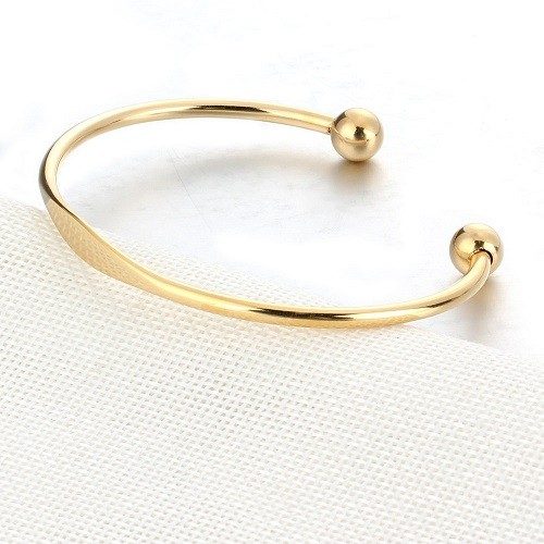 Classic Gold Stainless Steel Open Cuff Bangle Side View