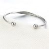 Classic Silver Stainless Steel Open Cuff Bangle Back View