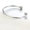 Classic Silver Stainless Steel Open Cuff Bangle Side View