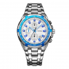 Classic Sports Round Dial Stainless Steel Watch - Blue