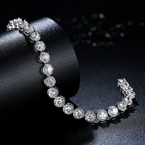 Clear CZ Platinum Plated Chain Link