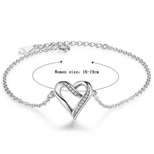 Cubic Zirconia Heart Chain Link Bracelet - Dimension