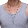 Dagger Pendant Stainless Steel Necklace - Model Display