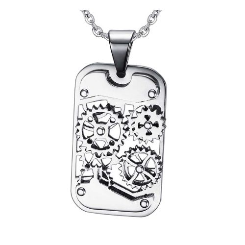Gear Pendant Stainless Steel Necklace
