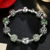 Green Crystal Flower and Love Charm Bracelet Top View