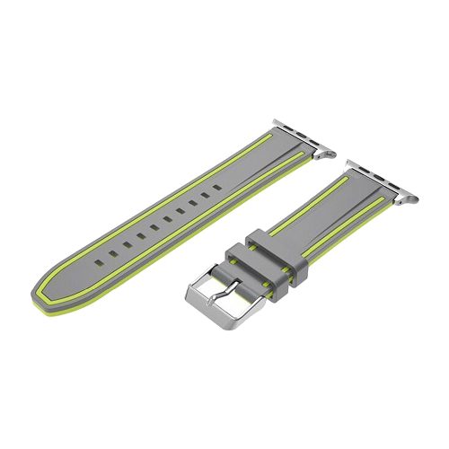 Grey Fluoro Green Silicone Apple Watch Band
