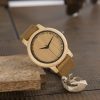 Light Wood Round Dial Leather Watch - Display 1