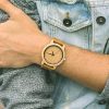 Light Wood Round Dial Leather Watch - Display 2