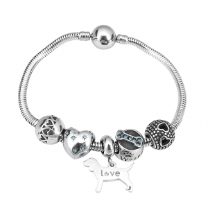 Love Heart and Dog Charm Bracelet