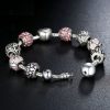 Pink Crystal Flower and Love Charm Bracelet Opened Clasp