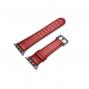 Premium Classic Leather Watch Band - Red Top View
