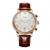 Roman Numeral Round Dial Leather Watch - White Dial