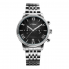 Roman Numeral Round Dial Stainless Steel Watch - Black Dial