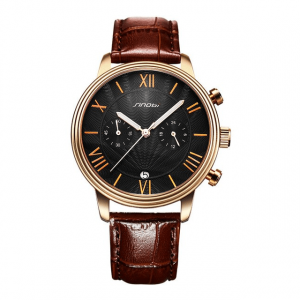 Round Dial Roman Numeral Leather Watch