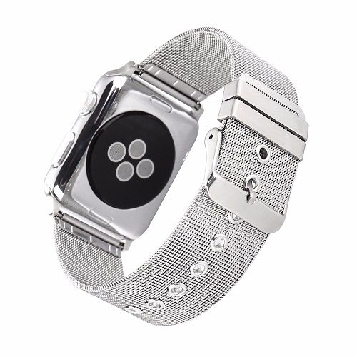 Silver Stainless Steel Milanese Loop Apple Watch Band Back View