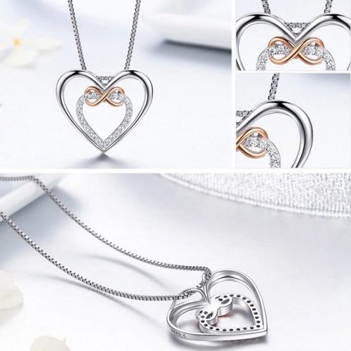 CZ Love Heart Pendant Necklace - Display 3
