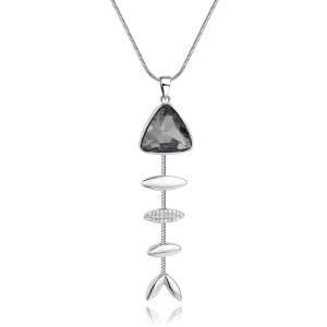 Crystal Fish Bone Long Necklace