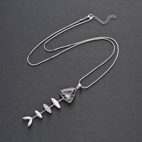 Crystal Fish Bone Long Necklace - Display 1