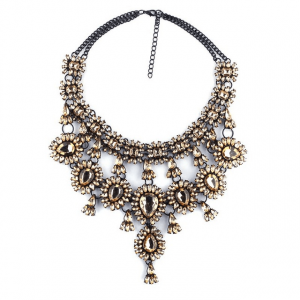 Crystal Water Drop Statement Necklace - Champagne