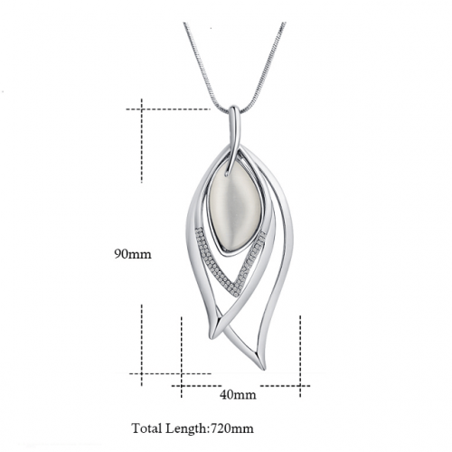 Cubic Zirconia Leaf Long Necklace - Dimension