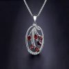 Cubic Zirconia Red Garnet Pendant Necklace - Display 1
