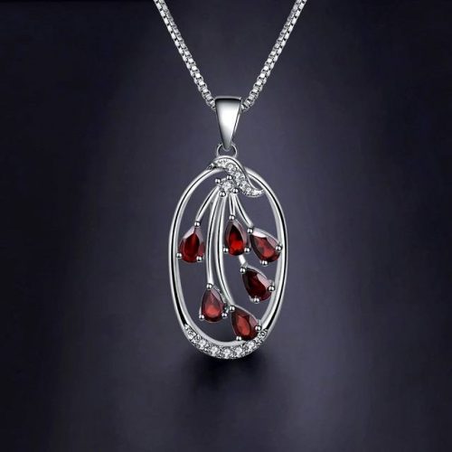 Cubic Zirconia Red Garnet Pendant Necklace - Display 1
