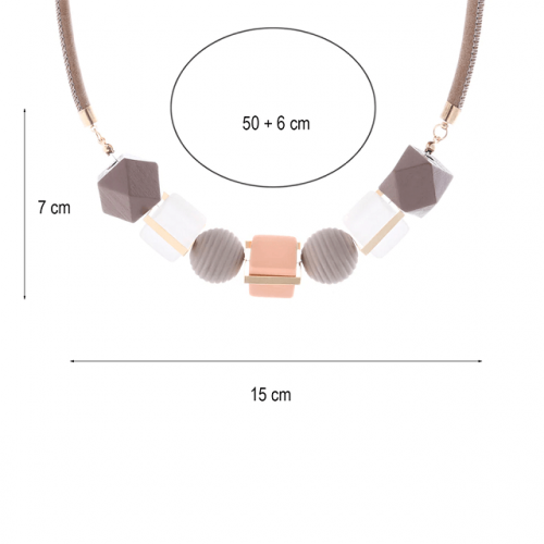Geometric Shape Wooden Bead Necklace - Dimension